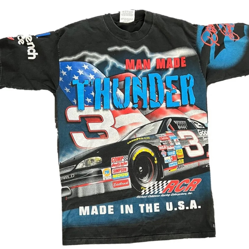 Single Stitch Dale Earnhardt Man Made Thunder Vintage 90s M Chase Authentic